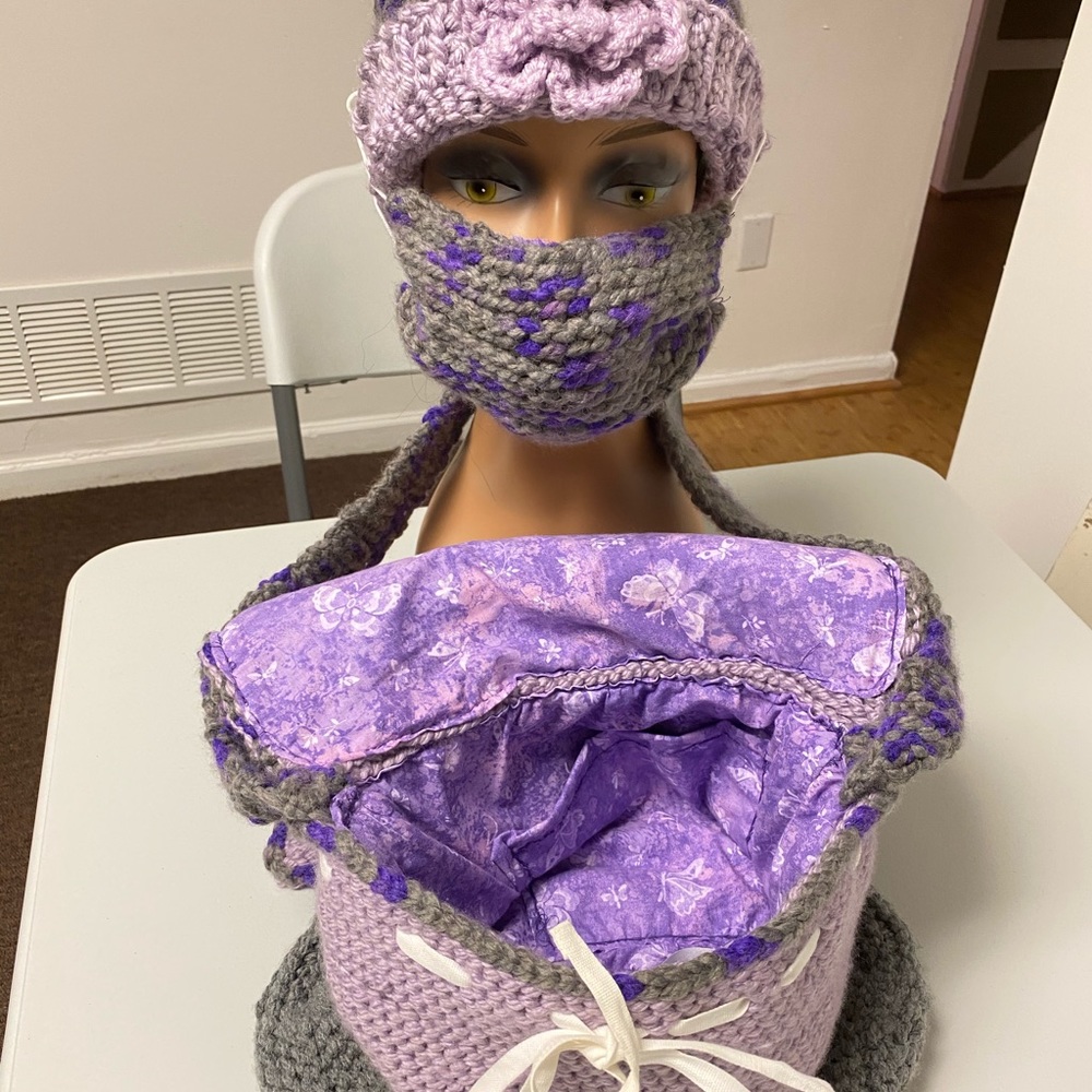 Purple and grey white  3 piece set